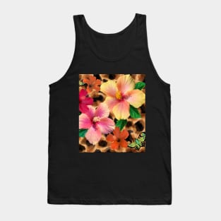 Cheetah Hibiscus Tropical Tank Top